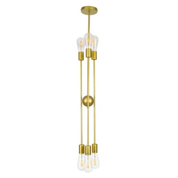 Modern 6-Light Minimal Linear Gold Rotatable Semi - Flush Mount Ceiling Light 00786 globostar