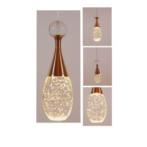 Modern Bottle LED Transparent Copper Glass Hanging Ceiling Light Ø6 01232 globostar
