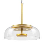 00742 CHARLOTTE Modern Transparent Gold Glass Pendant Ceiling LED Light Ø23
