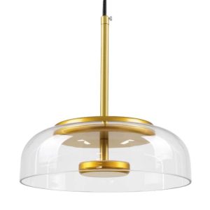 Μοντέρνο Γυάλινο Διάφανο Χρυσό Κρεμαστό Φωτιστικό Οροφής LED Ø23 00742 CHARLOTTE