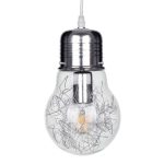 01676 LAMP Modern 1-Light Glass Metal Pendant Ceiling Light Transparent Chrome Ø15