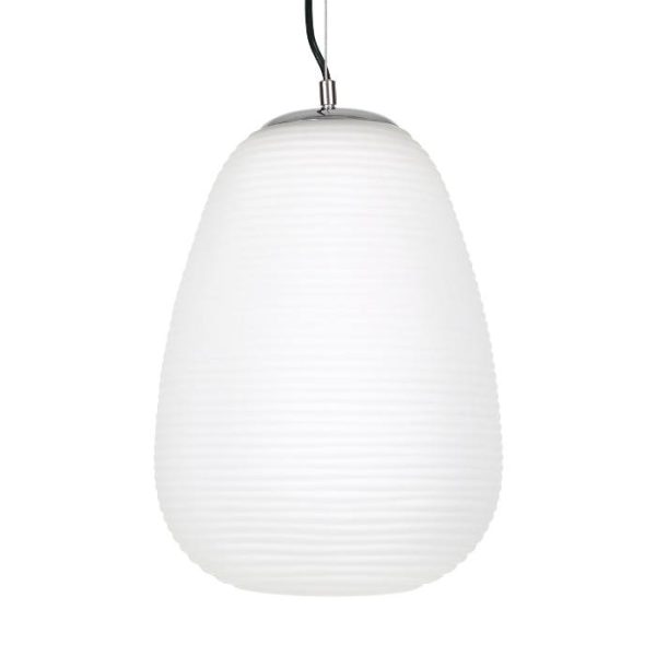 Modern 1-Light White Glass Ceiling Pendant Light Ø24 00745 FREYA