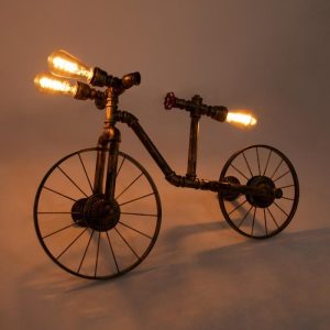 3-Light Industrial Bronze Steampunk Bicycle Pipe Wall Lamp 00659 SWIFTWALKER