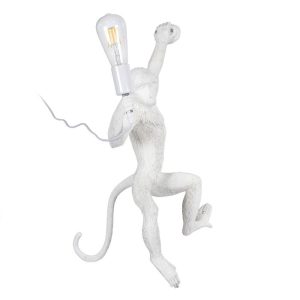 Modern 1-Light White Decorative Monkey Shaped Plug-In Wall Sconce with Switch 01805 Apes Globostar