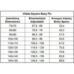 Διαστάσεις καμπίνας ντουζιέρας τετράγωνης Vitalia Easy Fix