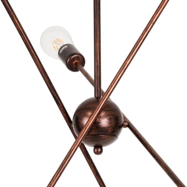 Sputnik 6-Light Industrial Minimal Semi - Flush Mount Ceiling Light Rotatable Linear Copper 00785 globostar