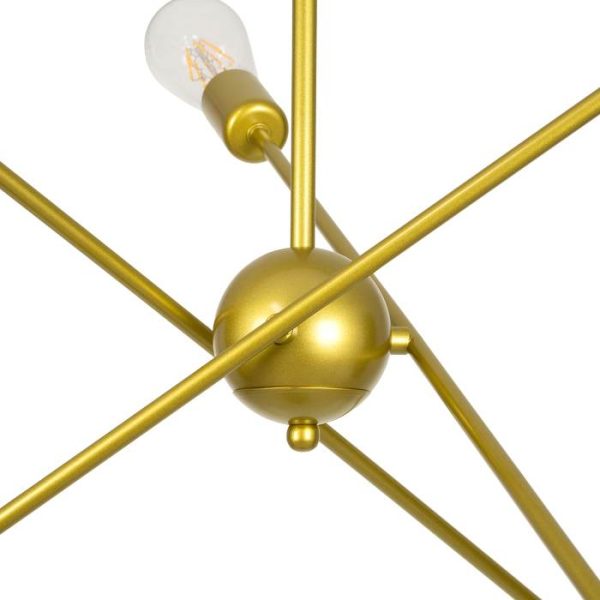 Sputnik Rotatable Industrial 6-Light Minimal Linear Gold Semi - Flush Mount Ceiling Light 00786 globostar