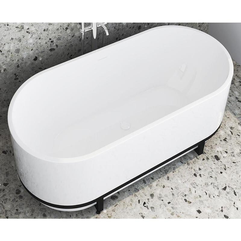 Modern White Mat Free Standing Bath Curved with Black Metal Frame 160×75 Kingdom