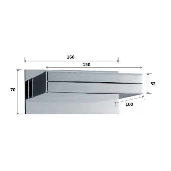 Modern Chrome Wall Mounted Cascade Bath and Shower Spout 15 cm RDF002 Imex Dimensions