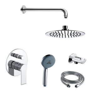 Falcon Orabella Modern Round Concealed Shower Mixer Set 2 Outlets Chrome