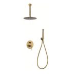 Imex Top GPQ038/OC Modern Round Brushed Gold Concealed Shower Mixer Set 2 Outlets