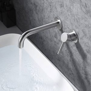 Modern Satine Stainless Steel Wall Mounted 2 Hole Basin Mixer Imex Moscu GLT023-AC