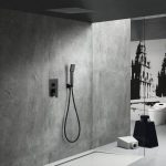 Black Concealed Shower Mixer Set 2 Outlets with Stainless Steel Rainhead 40×40 Imex Volga GET015/NG