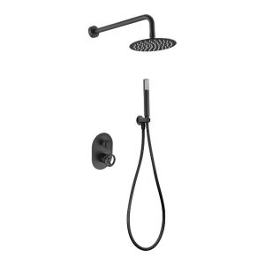 Imex Olimpo GPC033/NG Modern Round Black Matt Concealed Shower Mixer Set 2 Outlets