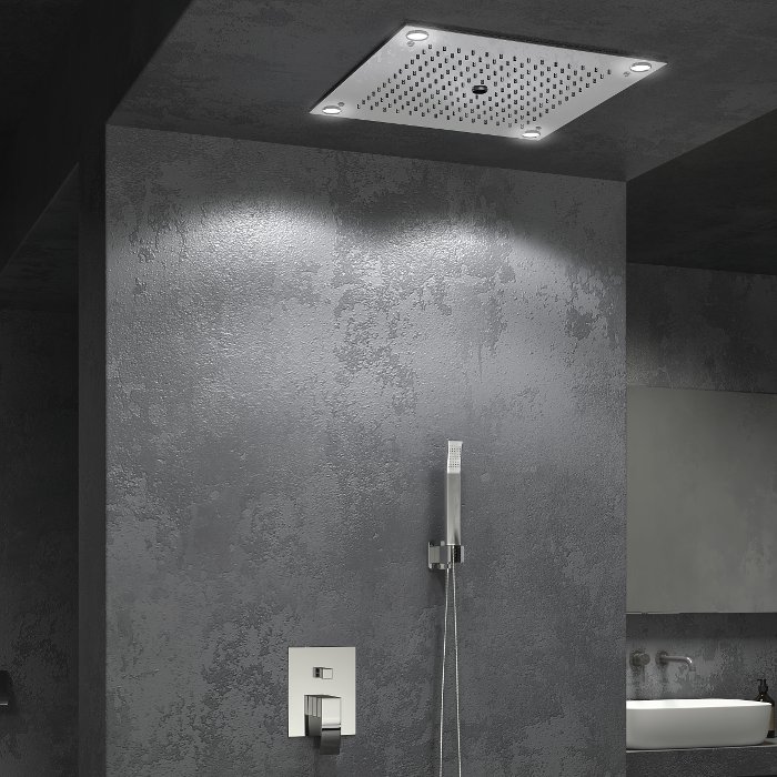 Ginko T806 Karag Modern Large Stainless Steel Shower Head with 3 Functions and LED Light 50×50