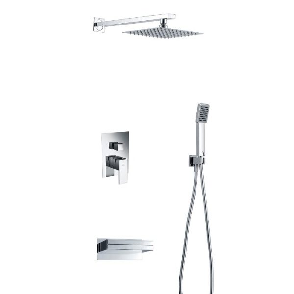 Imex Java GPV017 Modern Square Concealed Shower Mixer Set 3 Outlets with Waterfall