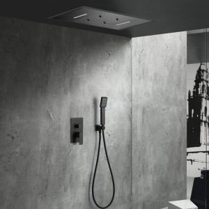Black Mat Concealed Shower Mixer Set 4 Outlets with Stainless Steel Shower Head 59x48 Sumatra GTS019-PNG Imex