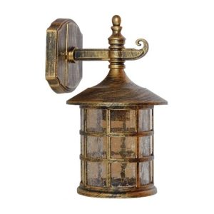 Vintage Bronze Gold Wall Lamp Lantern With Grid Ø17 01228 PHAROS