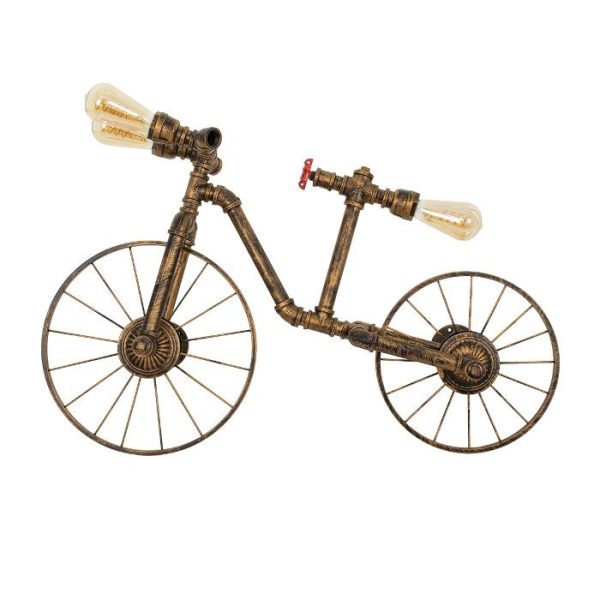 3-Light Industrial Bronze Steampunk Bicycle Pipe Wall Lamp 00659 SWIFTWALKER globostar