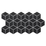 Modern Wall & Floor Porcelain Tile with Hexagon Shapes Mat 26,5x51 cm Rhombus Black Realonda