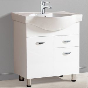 Modern PVC Floor Standing Vanity Unit with Wash Basin 72x47 Long Life White