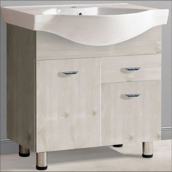 Modern PVC Floor Standing Vanity Unit with Wash Basin 72x47 Long Life Beige