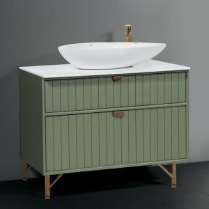 2 drawer vanity unit with corian worktop 100x45 Olive