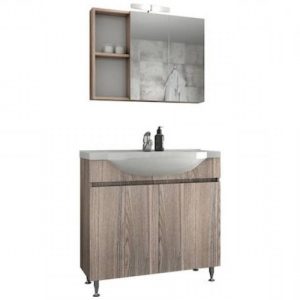 Drop Alfa Silver Grey Floor-standing Bathroom Furniture with Wash Basin Set