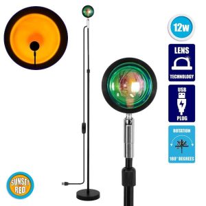 Black Decoration Effect Floor Lamp with Yellow Orange Led Lens Projector 00820