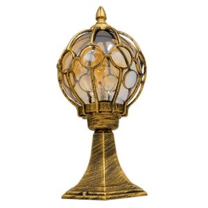 Classic Gold Bronze Antique Floor Path Post Light with Honey Glass Ø18 00986 ETOILE