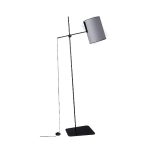 Minimal 1-Light Black Adjustable Floor Lamp with Grey Fabric Shade 6010 Zelda Nowodvorski