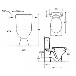 Ideal Standard Promo Sangra Close Coupled Toilet with Seat 39,5x65,5