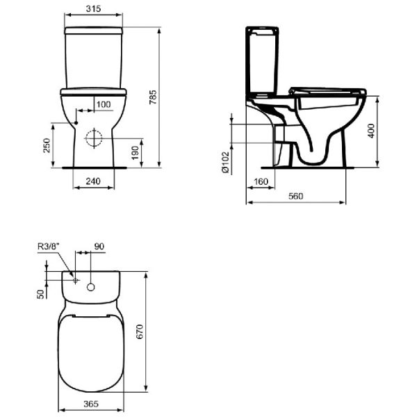 Λεκανη τουαλετας δαπεδου πισωστομια με καζανακι Tempo Ideal Standard