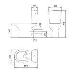 Roca Canto Block Horizontal Curved Close Coupled Toilet with Seat SET 36,5×66,5