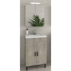 Small Floorstanding Bathroom Furniture with Slim Washbasin Drop Roma 50 Light Beige