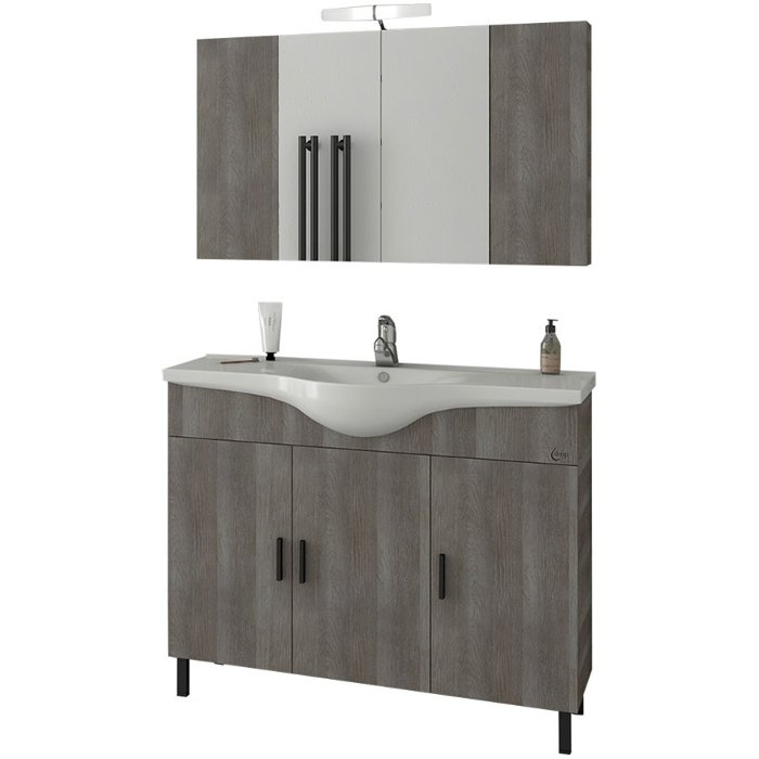 Drop Luna 100 Grey Large Bathroom Furniture with Wash Basin Set 100×46