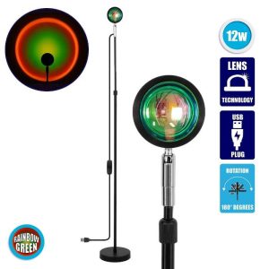 Black Decoration Effect Floor Lamp with Green Led Lens Projector 00821