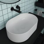 counter top wash basin italian modern white 60×40 Open Oval 01 Orabella