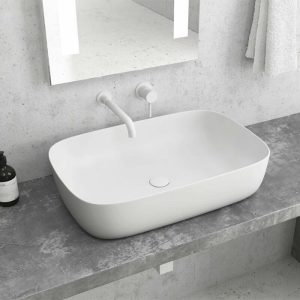 Modern Rectangular White Matt Countertop Wash Basin 60x39 Karag Milos LT 2143-PMW