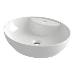 Orabella Trend 01 Modern Italian White Glossy Oval Countertop Wash Basin with Tap Hole 50x42