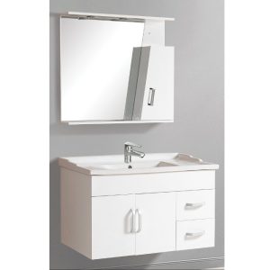 Waterproof White PVC Wall Hung Bathroom Furniture Set 90x46
