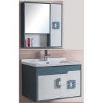 PVC Wall Hung 2 Drawer & 1 Door Vanity Unit with Wash Basin & Mirror 81×48 Hotel Raf White