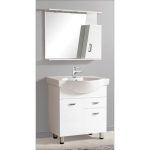 PVC Floorstanding Vanity Unit with Wash Basin & Mirror 72×47 Long Life White