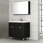 Orabella Mood Long Modern MDF Black Glossy Floor Standing Bathroom Furniture Set 80×45
