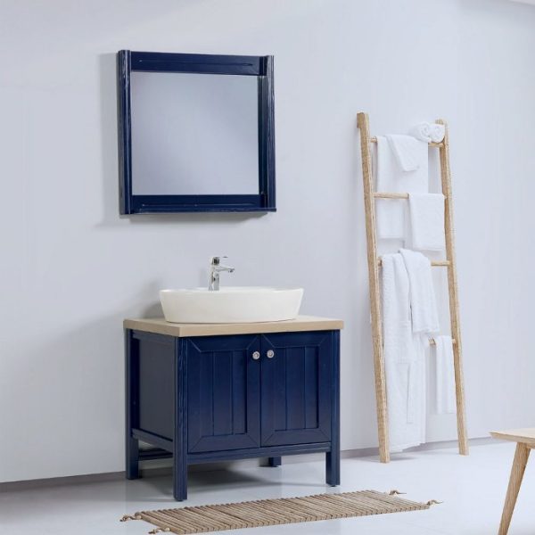 Vintage Plywood Floor Standing Bathroom Furniture SET Blue Orion
