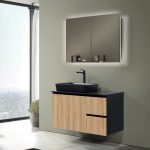 MDF Wall Hung 2 drawer 2 door Vanity Unit with Worktop and Mirror 120×50 Afrodith