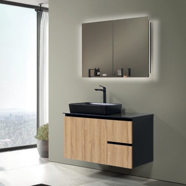 MDF Wall Hung 2 drawer 2 door Vanity Unit with Worktop and Mirror 120x50 Afrodith