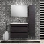 Katarina Modern 2 Drawer Wall Hung Vanity Unit + Mirror Cabinet in 15 Colors 90x46