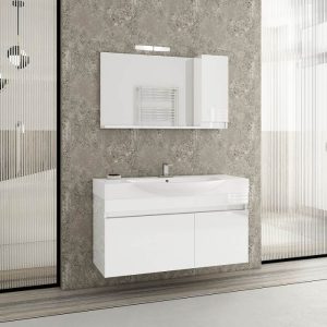 Drop Senso White MDF Wall Hung Bathroom Furniture with Wash Basin Set 104,5x50