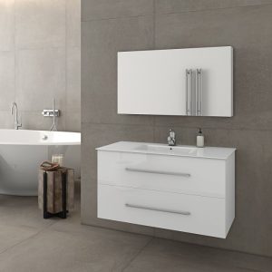 Drop Torino White MDF Wall Hung Bathroom Furniture Set 91x46